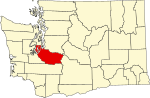 Map of Washington highlighting Pierce County